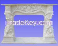 stone fireplace, marble fireplace, statue fireplace