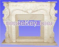 stone fireplace, marble fireplace, statue fireplace