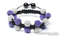 Fashion Crystal Double Rows Bracelet 10mm Purple White