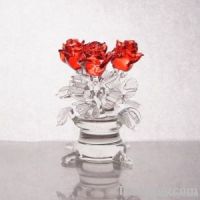 Hand Made Glass Roses In A Vase