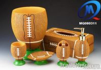 Rugby design 6pcs polyresin bathroom gift set