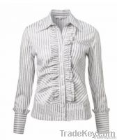 Women&#039;s Yarn Dyed Stripes Casual Blouse