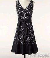 Ladies' Cotton Spandex Dot Printed Dress