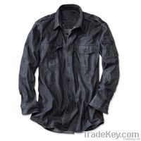 Men's Denim Long-Sleeved Shirt