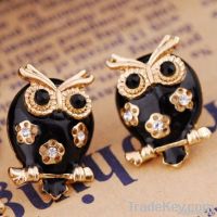 2012 new  animal rhinestone zinc ally stud earrings