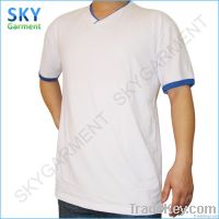 210GSM V-Neck Short Sleeve Cotton Lycra Contrast Tee Shirts