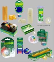 Adhesive packing tape with dispenser