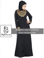 Hand Embroidery Front Open Jilbab Long Maxi Dress Black Abaya AY352