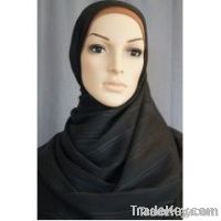Black Textured Linear Hijab