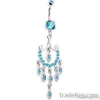 316L surgical Aqua Gem Prestigious Chandelier Belly Ring navel piercin