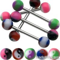 UV acrylic yinyang logo body piercing jewelry flexible tongue barbell