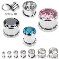 Limited Premium steel eyelets with clear CZ gems body piercing jewelry