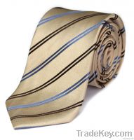 Gold Double Striped Silk Tie