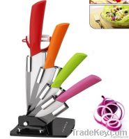 5 PCS colorful ceramic knife set with acrylic stnad