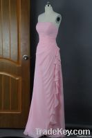 A-line Strapless Floor-length Chiffon Evening Dress