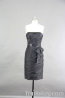 Sheath Strapless Knee-length Taffeta Cocktail Dress