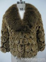 rex rabbit flower coat with fox fur collar