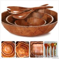 Woven Wood Salad Bowl