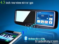 4.3 inch rearview mirror gps navigation with bluetooth