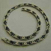 Titanium Necklace, Black Ceramic Inlaid