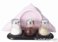 5 pieces glass condiment set