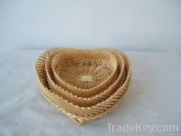 3 pcs heart wicker willow tray