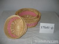 3 pcs round wicker willow tray