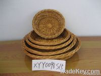 3 pcs round wicker willow tray