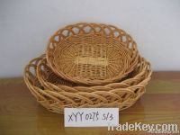 3 pcs round wicker willow tray