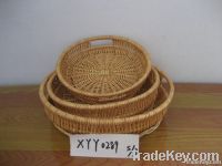 3 pcs round wicker willow tray