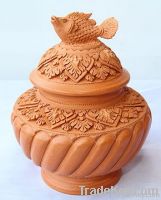 Clay Jar with a fish on top lid