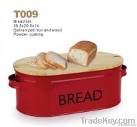 Galvanized iron bread bin with wooden cover