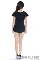 2012flutter sleeve scoop neckline ruffled inverted triangle fashion bl