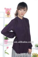 2012 long balloon sleeve scoop neckline ruffled blouse