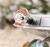 rhinestone skull iphone dust plug stopper