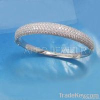 SILVER 925 BANGLE WITH CZ BY HAND MICRO PAVE SETTING