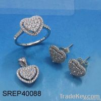 SILVER 925 RING PENDANT EARRING SET