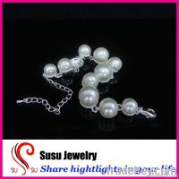 New arrival 2012 Alloy rhinestone pearl wedding bracelet