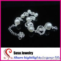 New arrival 2012 Alloy rhinestone pearl wedding bracelet