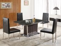 Stainless Steel Marble Top Extendable Dining Table