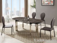 Stainless Steel Marble Top Extendable Dining Table