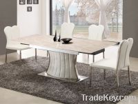 Stainless Steel Marble Top Extendable Dining Table