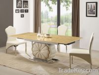 Stainless Steel Marble Top Extendable Dining Table