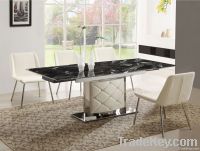 Stainless Steel Marble Top Extendable Dining Table