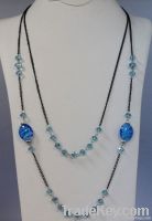 Alloy Plated Long Necklace with Crystal, Glaze beads Necklace Jewelry