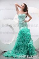 2013 Sexy Satin &amp; Lace Beaded Meimaid Evening Dress
