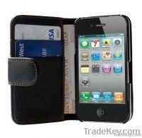 Wallet Leather Case for iPhone 4 4S, Book Design, More Colors Available