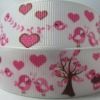 Lovely Pink Birds&Trees Printed Polyester Ribbons