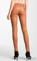 Copper Sparkle Pencil Leg Stretch Twill Leggings