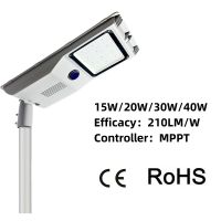 2025 New Design High IP66 Waterproof 210LM/W Light High Quality 15W 20W 30W 40W  Black Solar Street Light